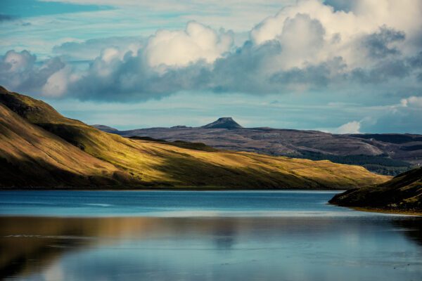 Image for Scotland blue loch reflecting green mountains