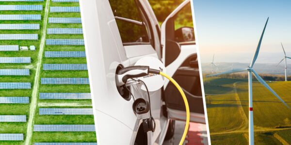 Image for Collage,Of,Solar,Panel,,Wind,Turbines,And,Charging,Electric,Car