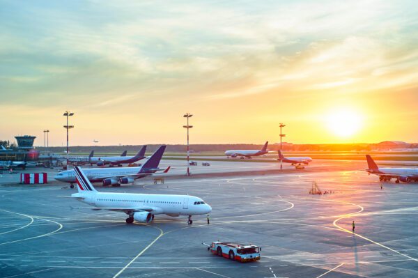 Image for Airport,With,Many,Airplanes,At,Beautiful,Sunset