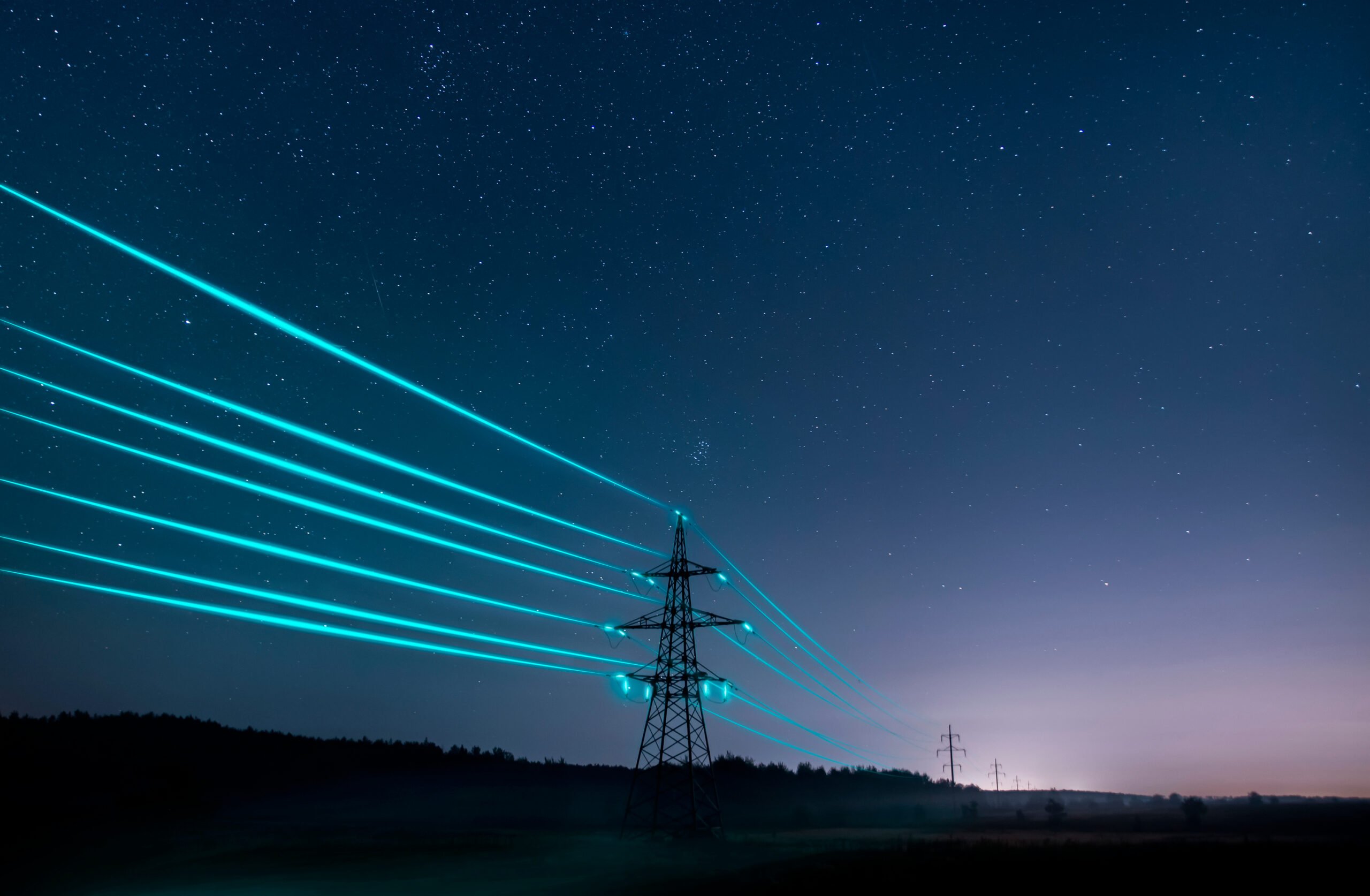 Pylons at night