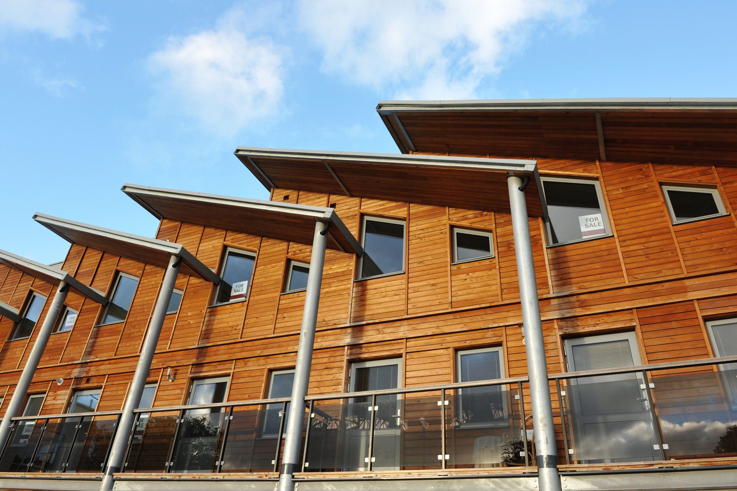 Exterior,Of,A,Wooden,Terraced,Apartment,Building