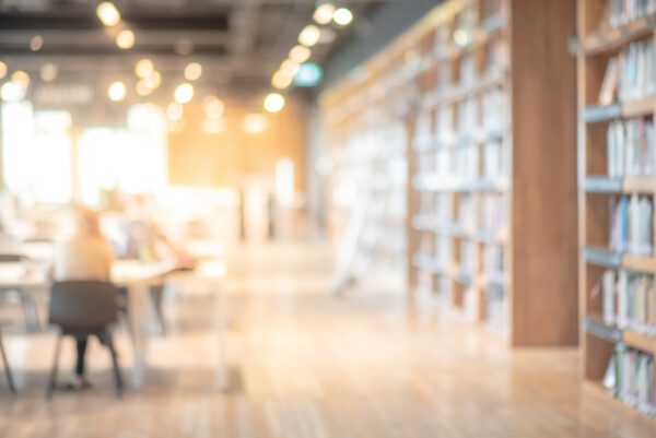 Abstract,Blurred,Empty,College,Library,Interior,Space.,Blurry,Classroom