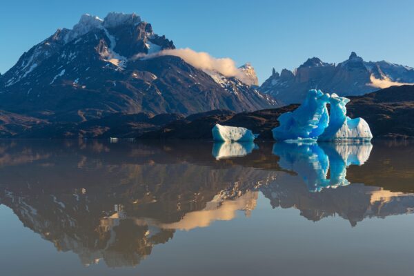 Ice burg and mountains surrounding