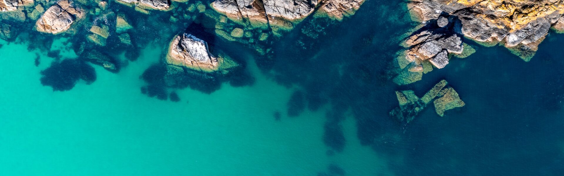 Rocks and water, Ariel view