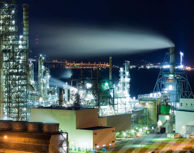 Manufacturing landscape at night