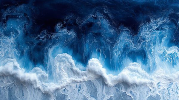 Deep-blue churning waves