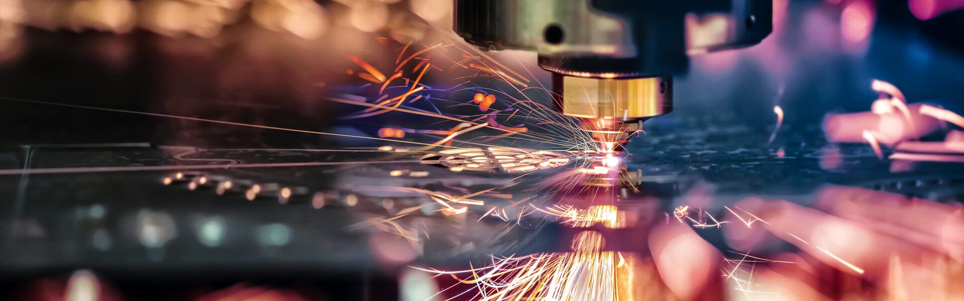 Flying sparks during an industrial process.