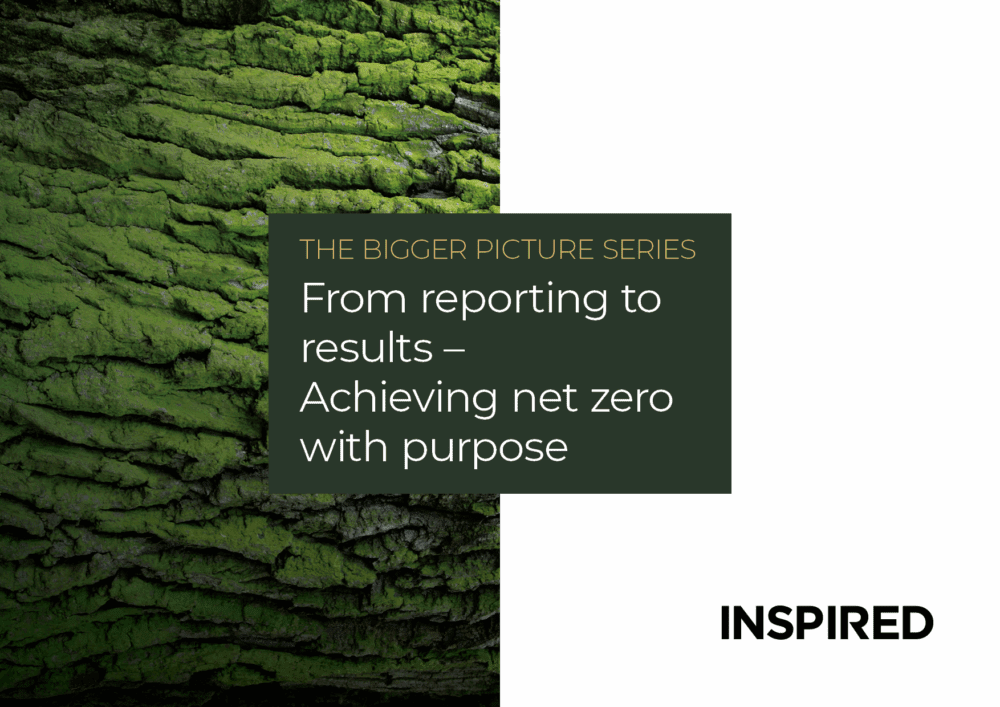 Guide cover- From reporting to results – Achieving net zero with purpose
