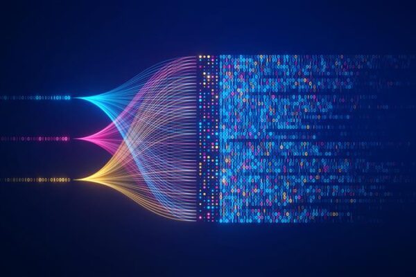 Feature image Blue, pink and yellow lines uniting as one.