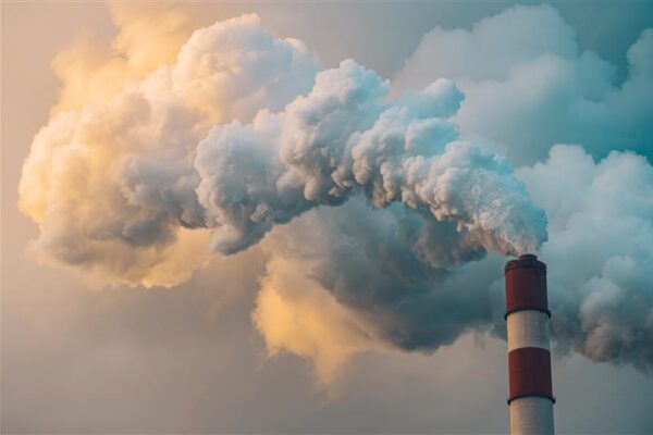Feature image Industrial chimney pillowing vapour into the sky.