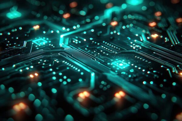 Feature image Closeup of circuits with lines of light running along. (Source Adobestock.)