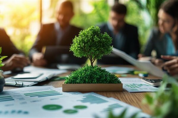 Climate reporting - tree on desk with paperwork