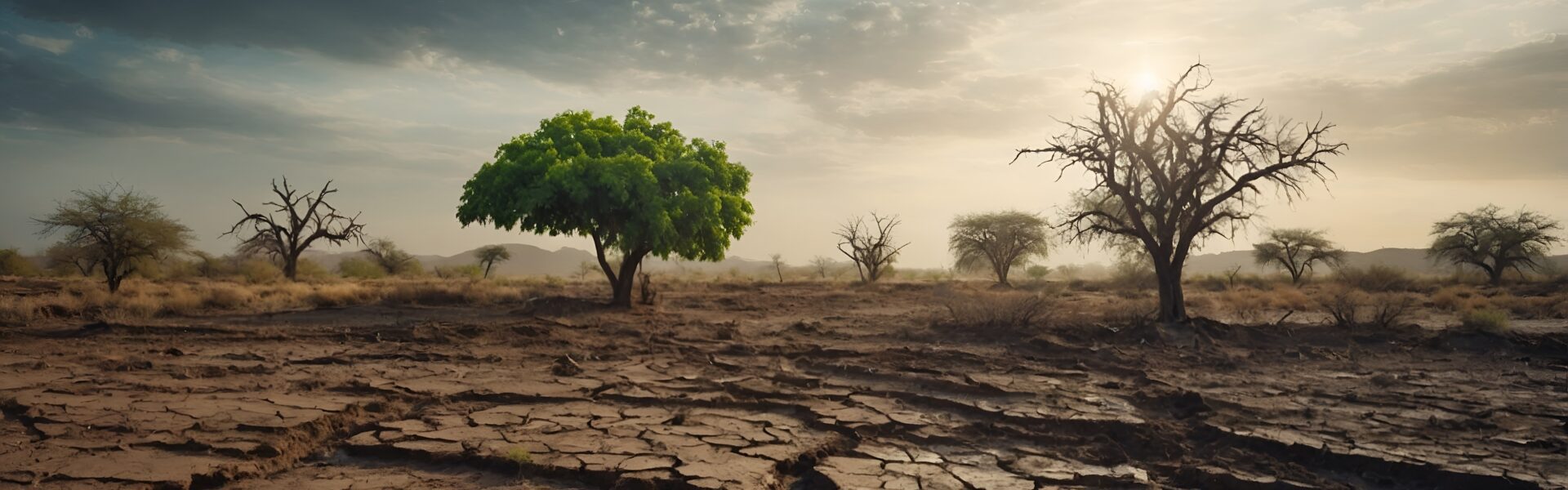 Global Warming and human waste ,Pollution Concept - Sustainability. showing the effect of arid land with tree changing environment, Concept of climate change. Sky background, different weather