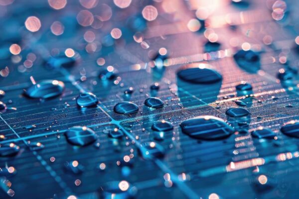 Rain drops on a solar panel. (Source: AdobeStock)