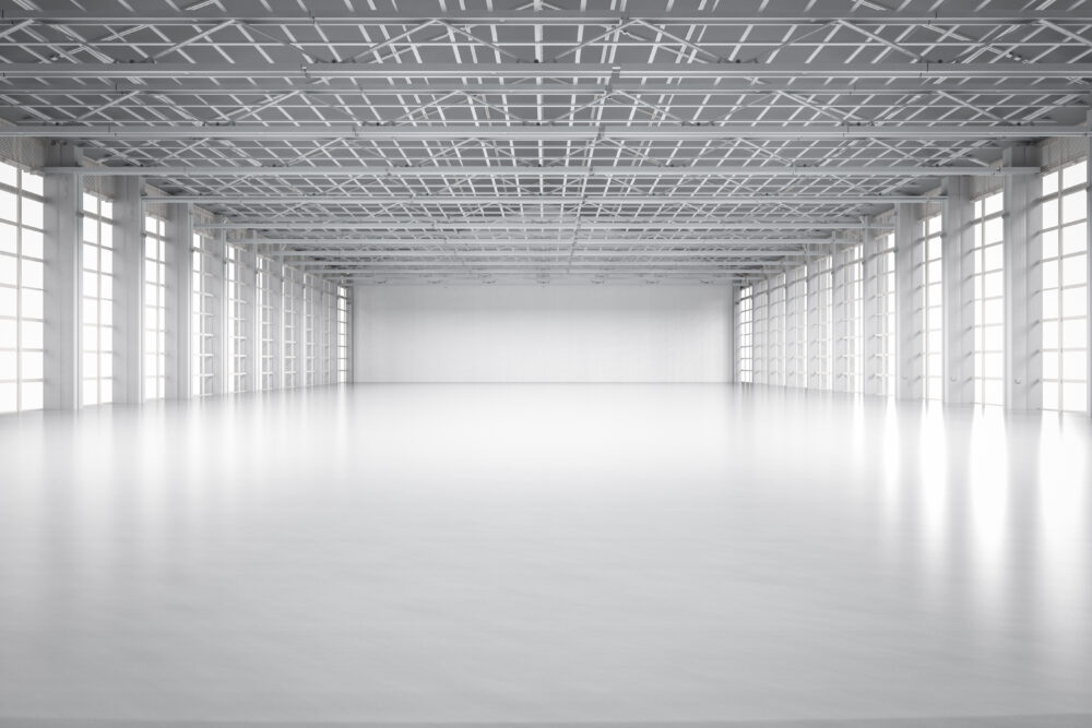 Empty factory hall.